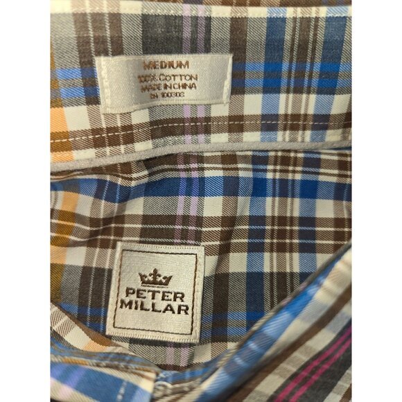 Peter Millar Crown Sport Mens Dress Shirt Medium Plaid Button-Down - Picture 5 of 6
